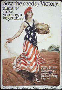 Poster promoting victory gardens in the US.