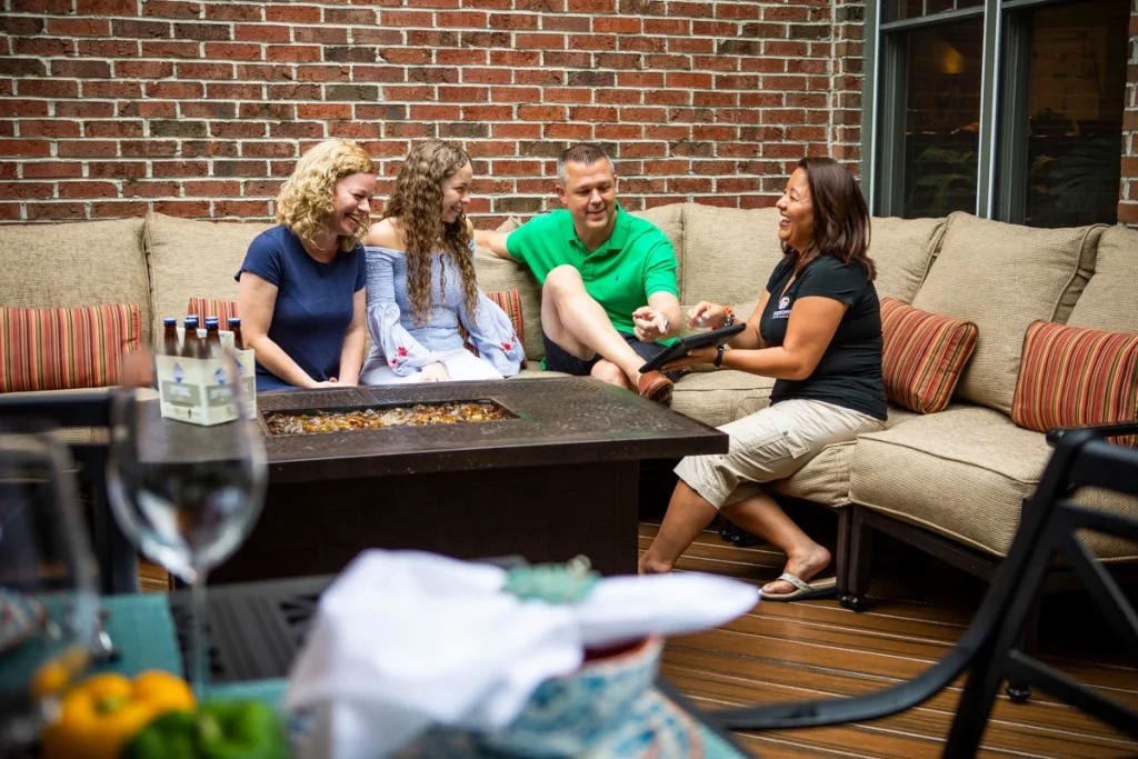 group of friends on the patio