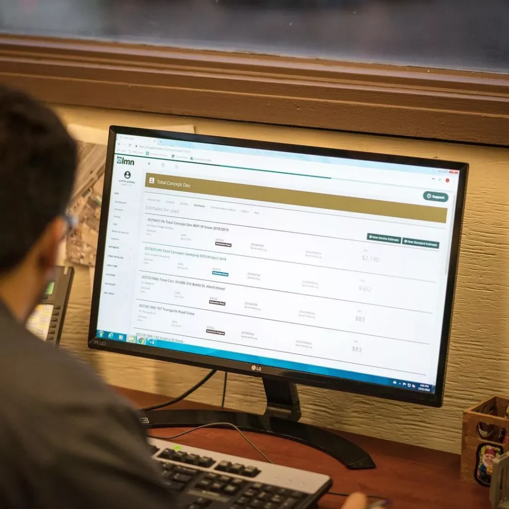 Man in an office using LMN software