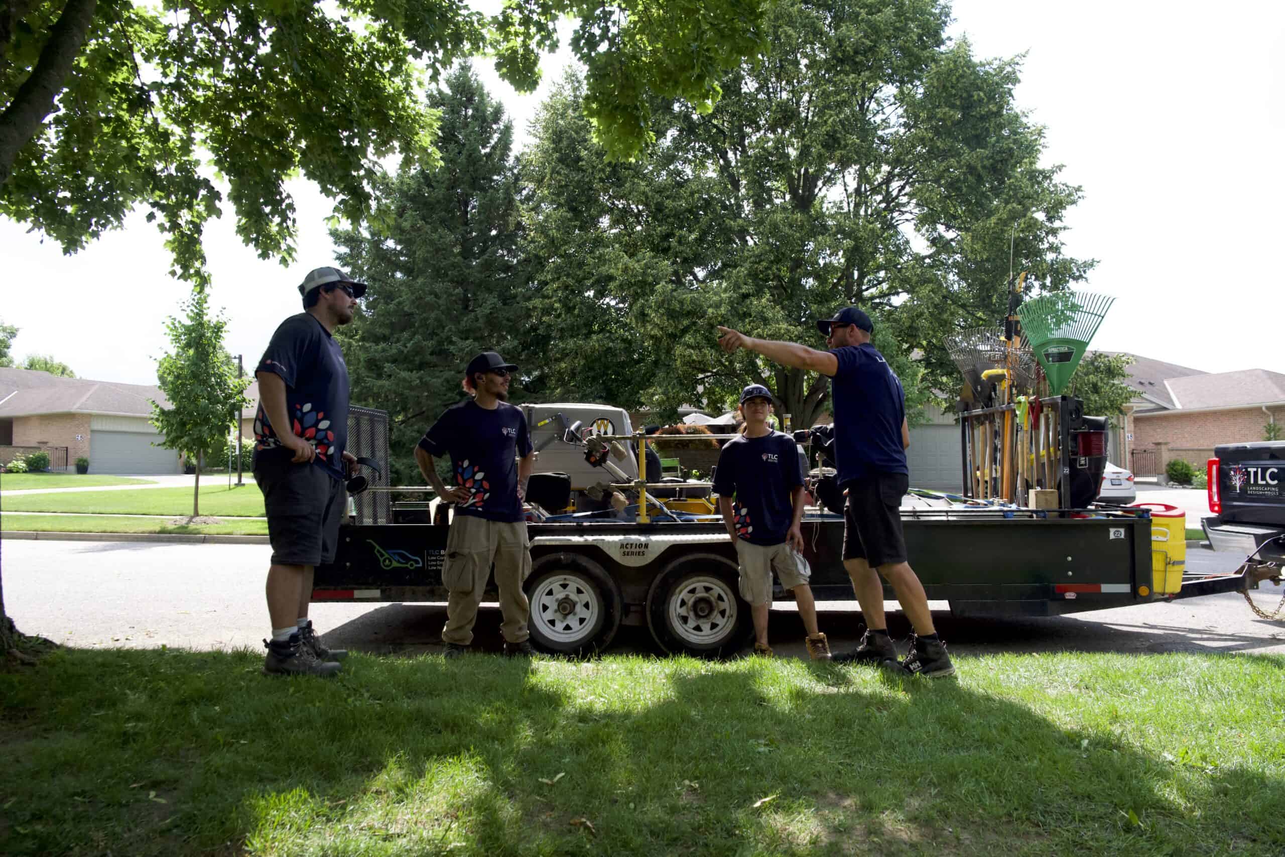 A crew doing a tailgate talk